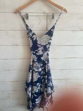 Tennessee Honey Navy Floral Chiffon High-Low Dress